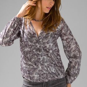 WHBM Feather Print Surplice Blouse
Size 12